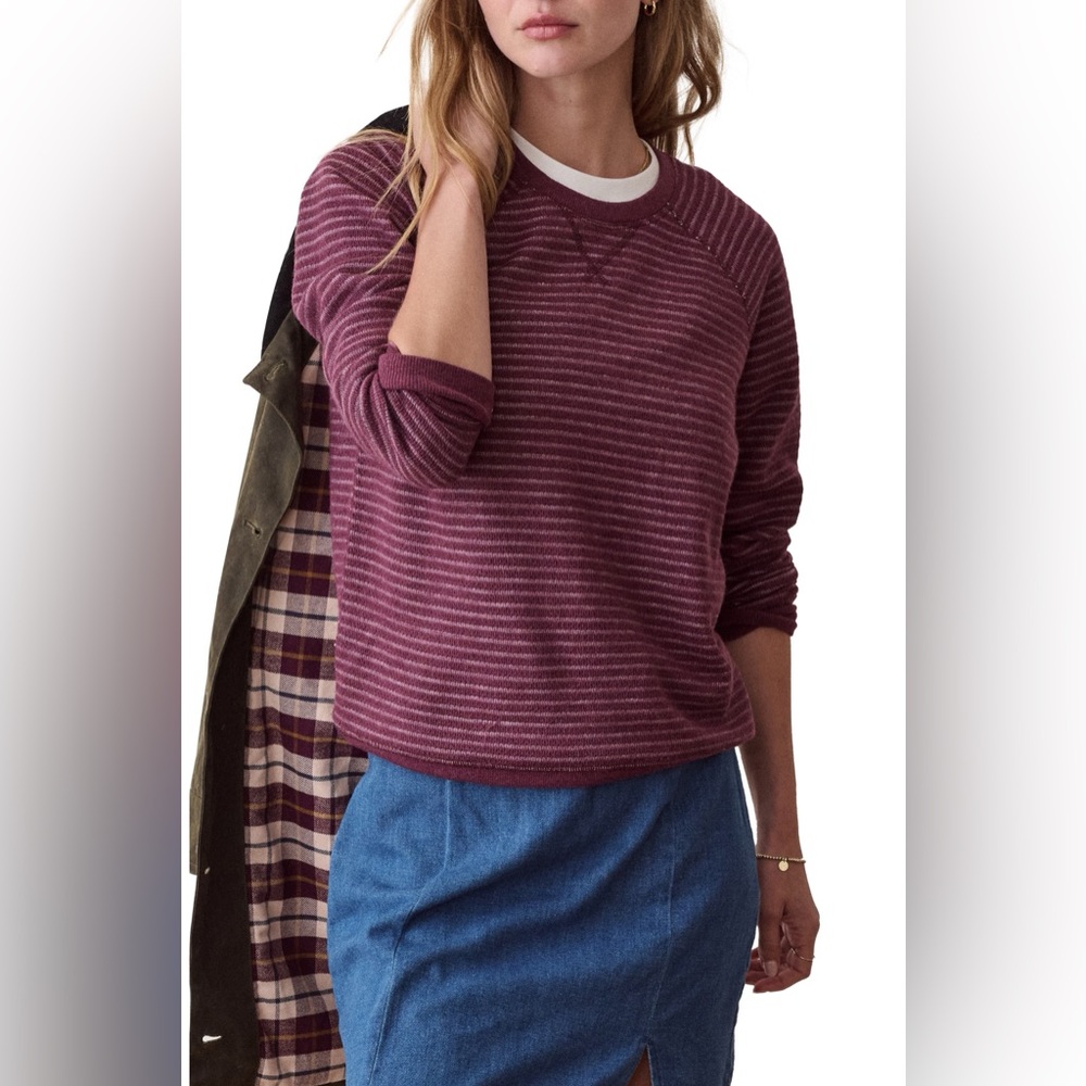 NWOT Marine Layer Striped Heathered Raglan T-Shirt in Cabarnet